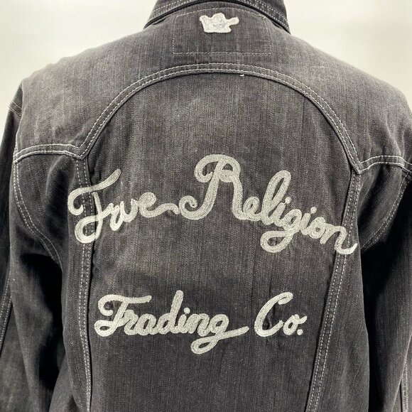 NWT True Religion Denim Jacket Jimmy 1971 Western Mens XXL Black Jeans MSRP $382 - Picture 8 of 16